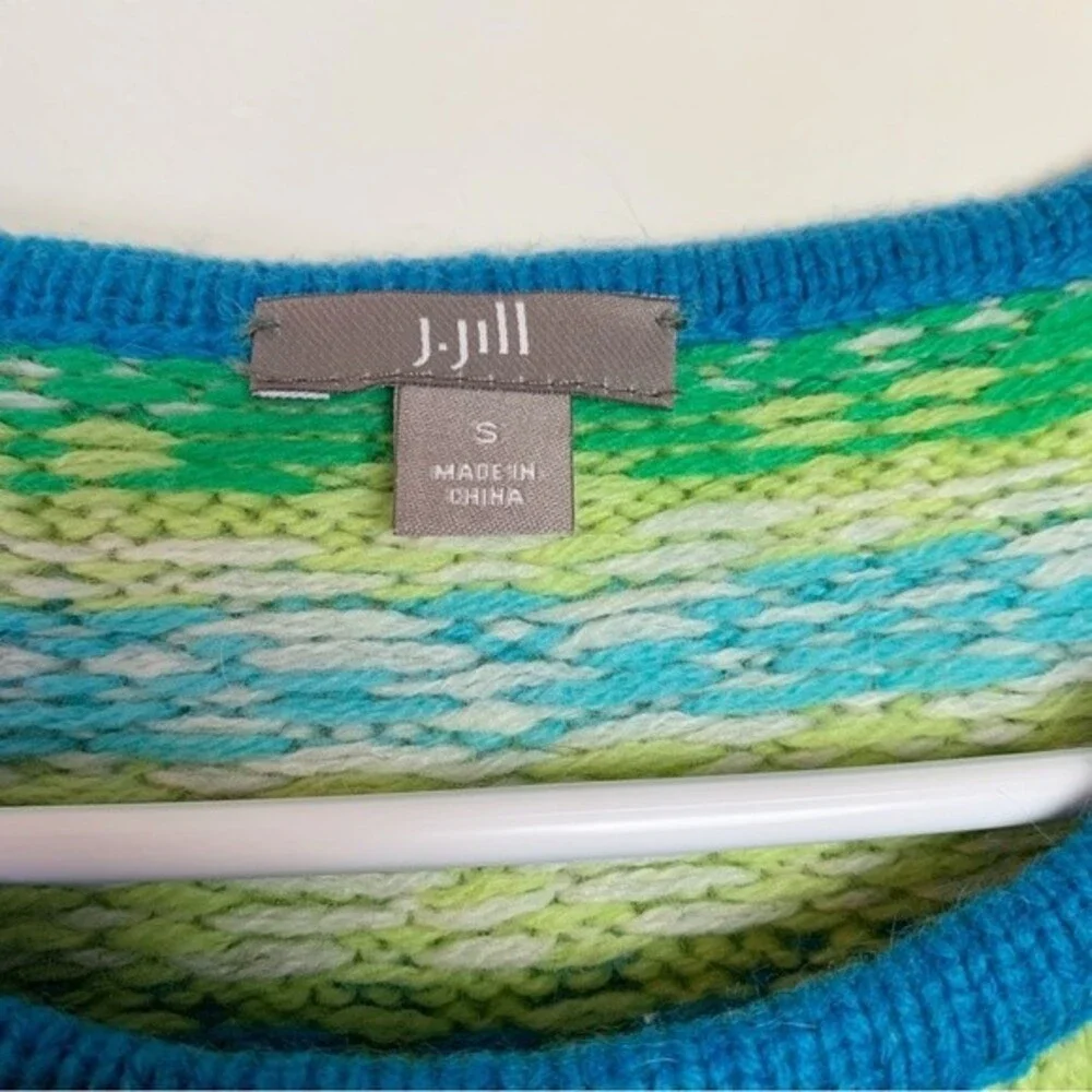 J. Jill Blue Patterned Nordic Knitted Pullover Sweater Size S Women